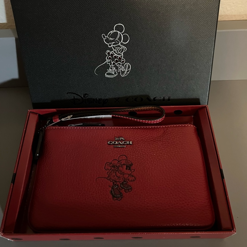 Coach Disney Minnie wristlet red
